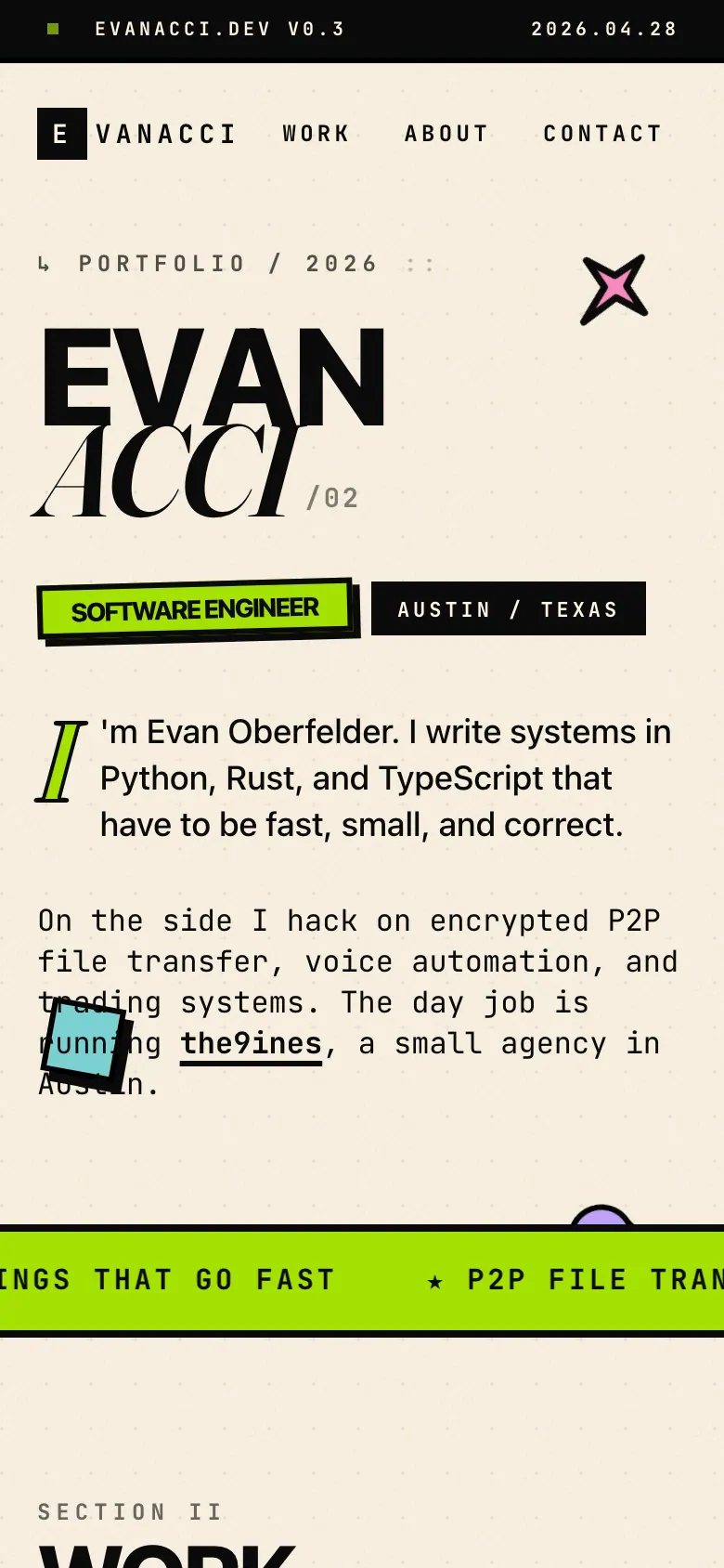 evanacci.dev mobile